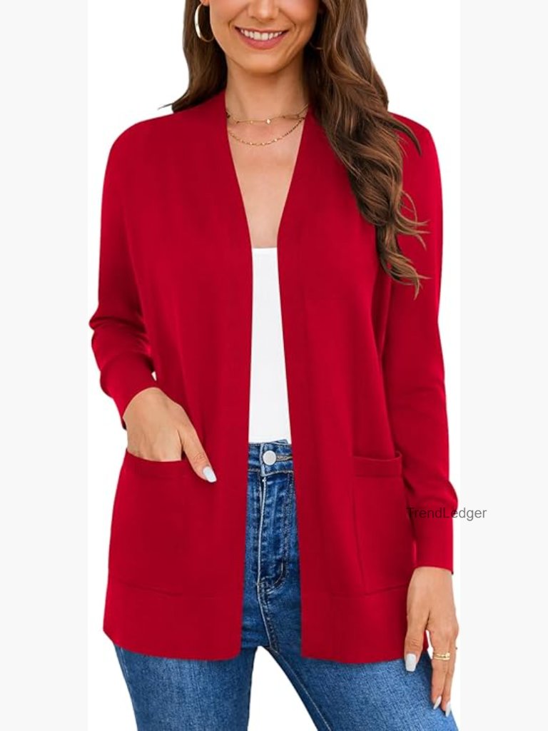Sleeveless Knit Cardigan Sweater Vest With Cozy Pockets Open Front